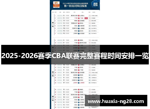 2025-2026赛季CBA联赛完整赛程时间安排一览